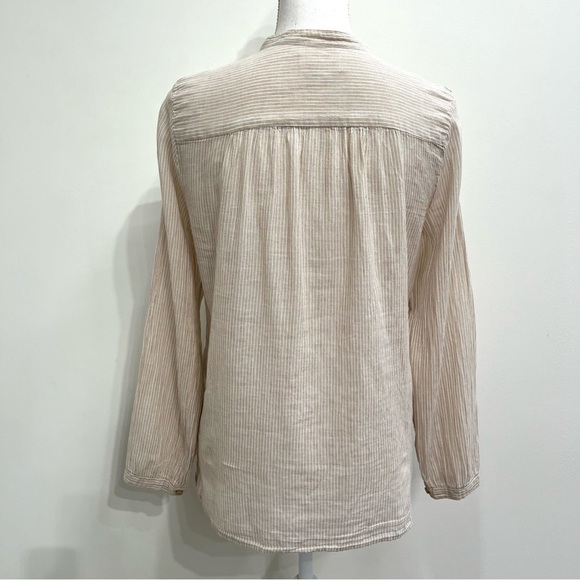 isabel marant etoile striped 1/2 button up top tan cream cotton 38 US Medium - Picture 3 of 11
